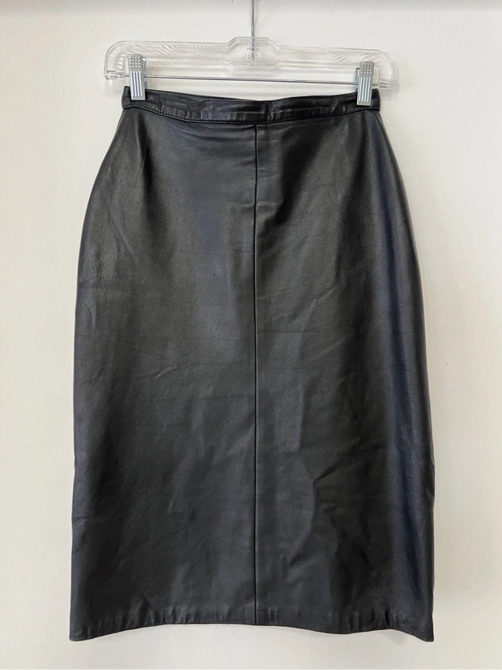 Classic Black Leather Pencil Skirt, size S